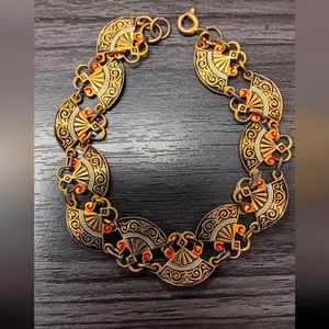 Gold tone fan bracelet